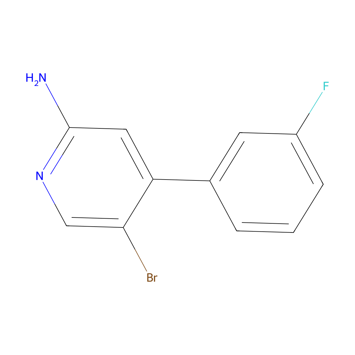 2-Amino-5-bromo-4-(3-fluorophenyl)pyridine molecular structure, CAS 1381942-42-2