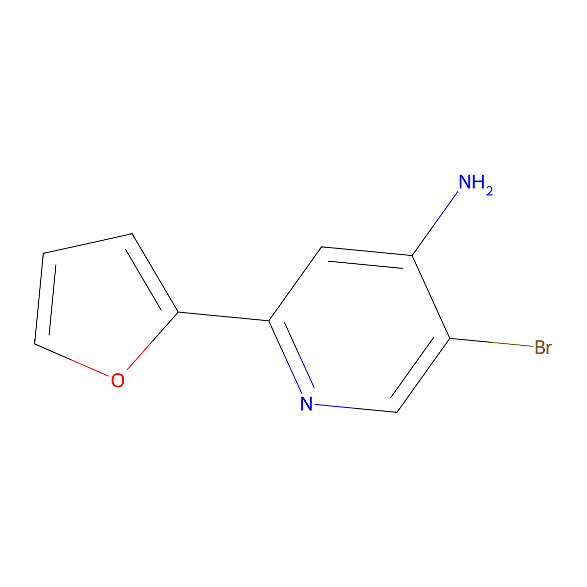 5-Bromo-2-(furan-2-YL)pyridin-4-amine molecular structure, CAS 1381942-43-3
