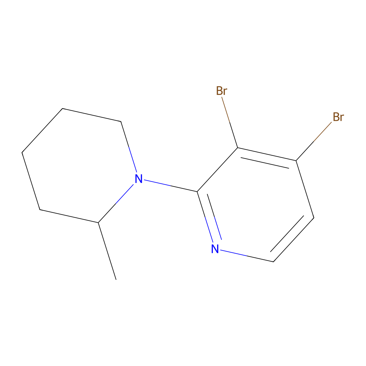 3,4-Dibromo-2-(2-methylpiperidin-1-yl)pyridine molecular structure, CAS 1381942-52-4