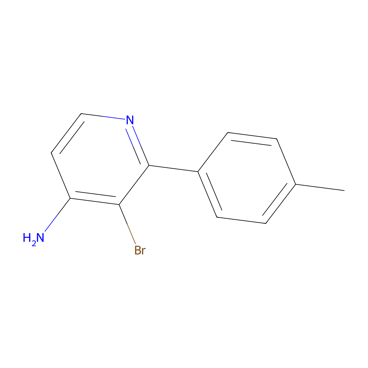 3-Bromo-2-(4-methylphenyl)pyridin-4-amine molecular structure, CAS 1381942-55-7