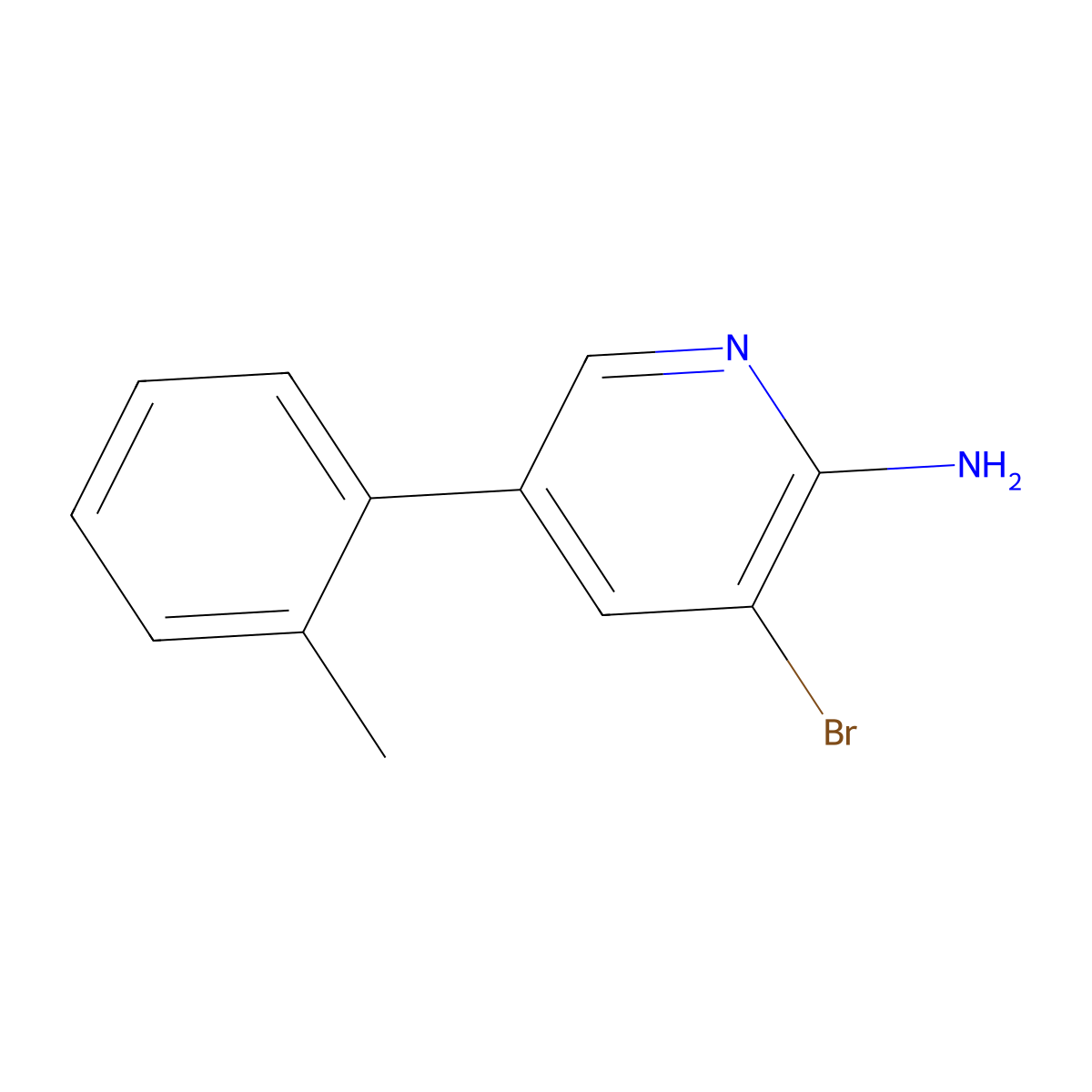 3-Bromo-5-(o-tolyl)pyridin-2-amine molecular structure, CAS 1381942-57-9
