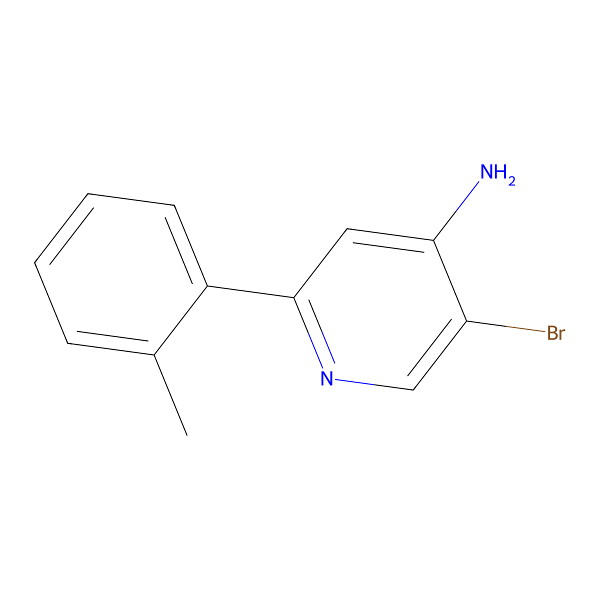 5-Bromo-2-(2-methylphenyl)pyridin-4-amine molecular structure, CAS 1381942-58-0