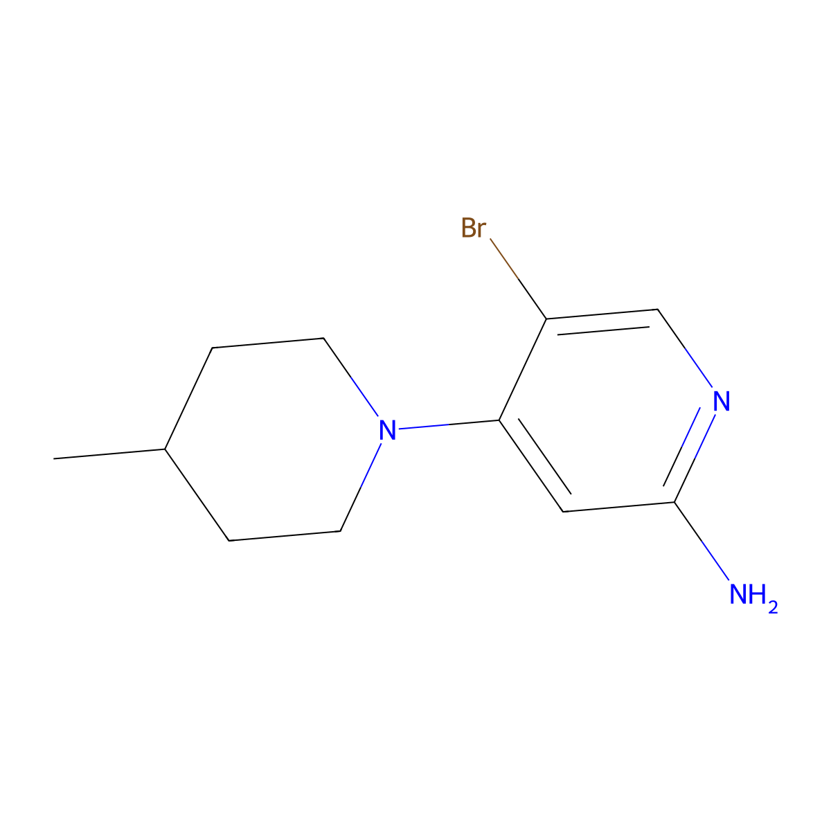 2-Amino-5-bromo-4-(4-methylpiperidin-1-yl)pyridine molecular structure, CAS 1381942-59-1