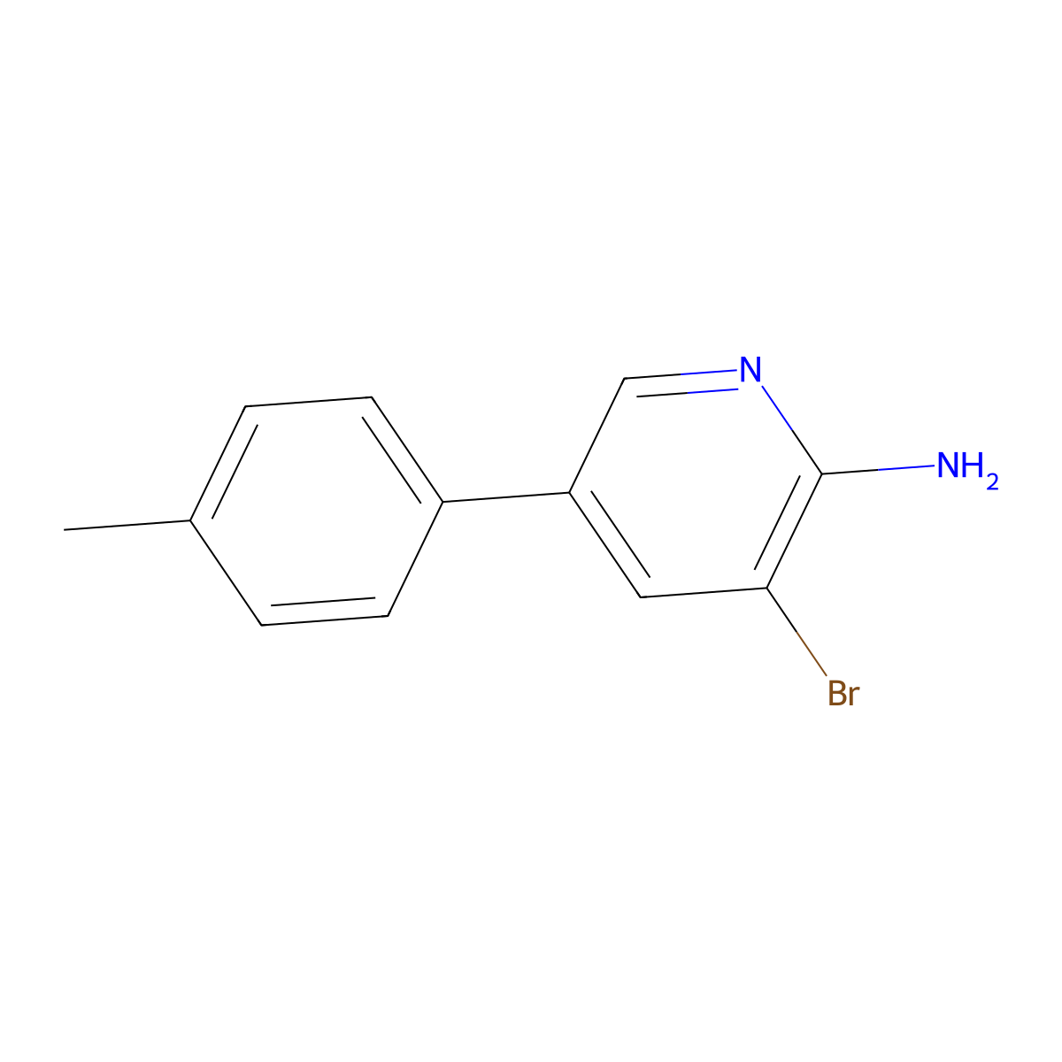 3-Bromo-5-(p-tolyl)pyridin-2-amine molecular structure, CAS 1381942-60-4