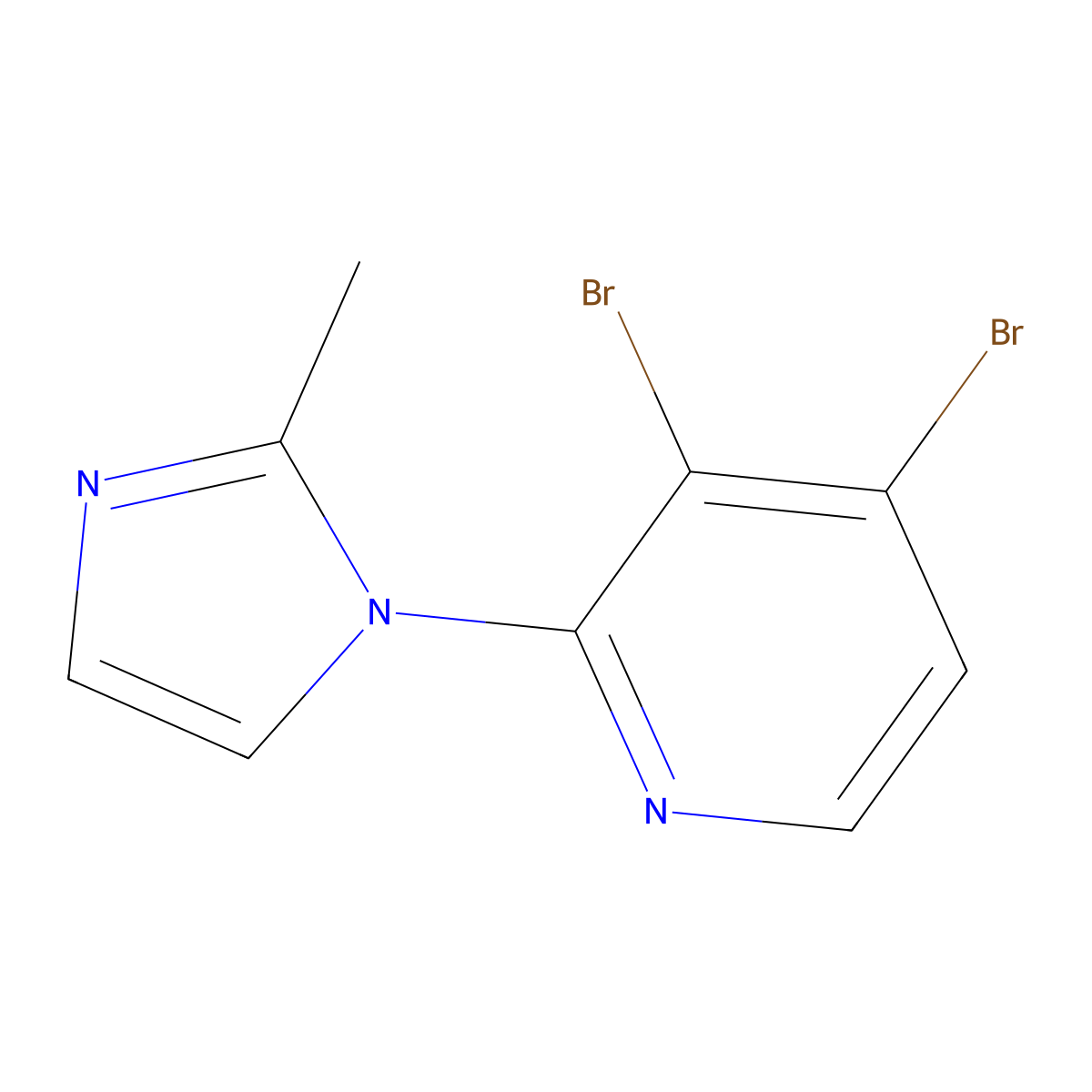3,4-Dibromo-2-(2-methylimidazol-1-yl)pyridine molecular structure, CAS 1381942-61-5