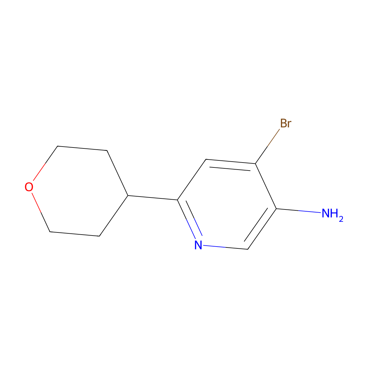 4-Bromo-3-amino-6-(4-tetrahydropyranyl)pyridine molecular structure, CAS 1381942-62-6