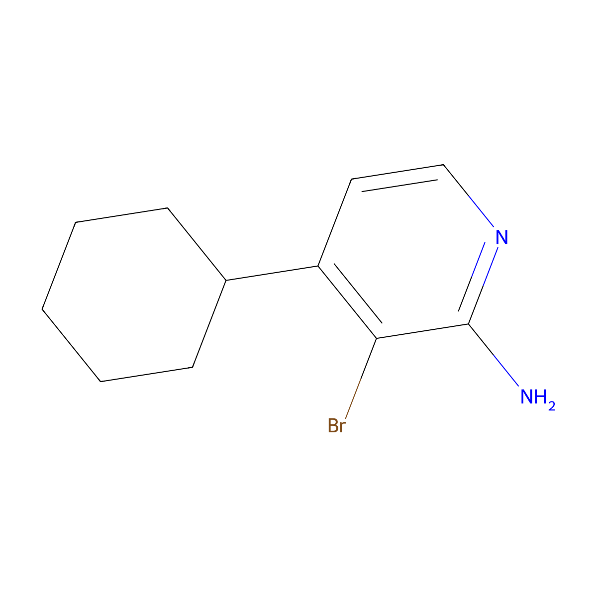 2-Amino-3-bromo-4-(cyclohexyl)pyridine molecular structure, CAS 1381942-63-7
