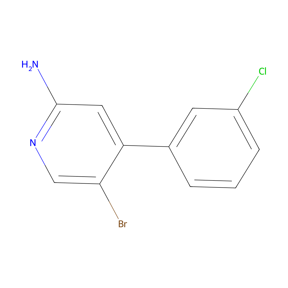 2-Amino-5-bromo-4-(3-chlorophenyl)pyridine molecular structure, CAS 1381942-65-9