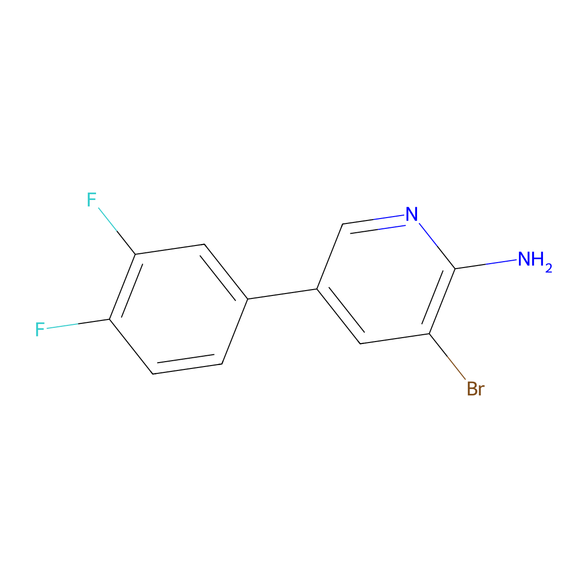 2-Amino-3-bromo-5-(3,4-difluorophenyl)pyridine molecular structure, CAS 1381942-69-3