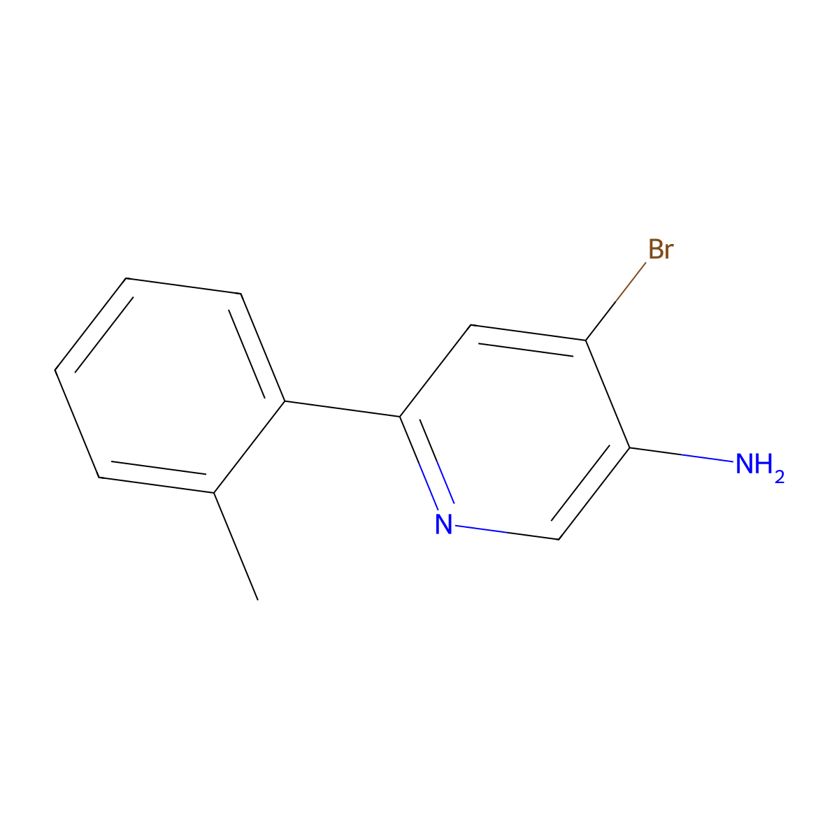 4-Bromo-3-amino-6-(2-tolyl)pyridine molecular structure, CAS 1381942-73-9
