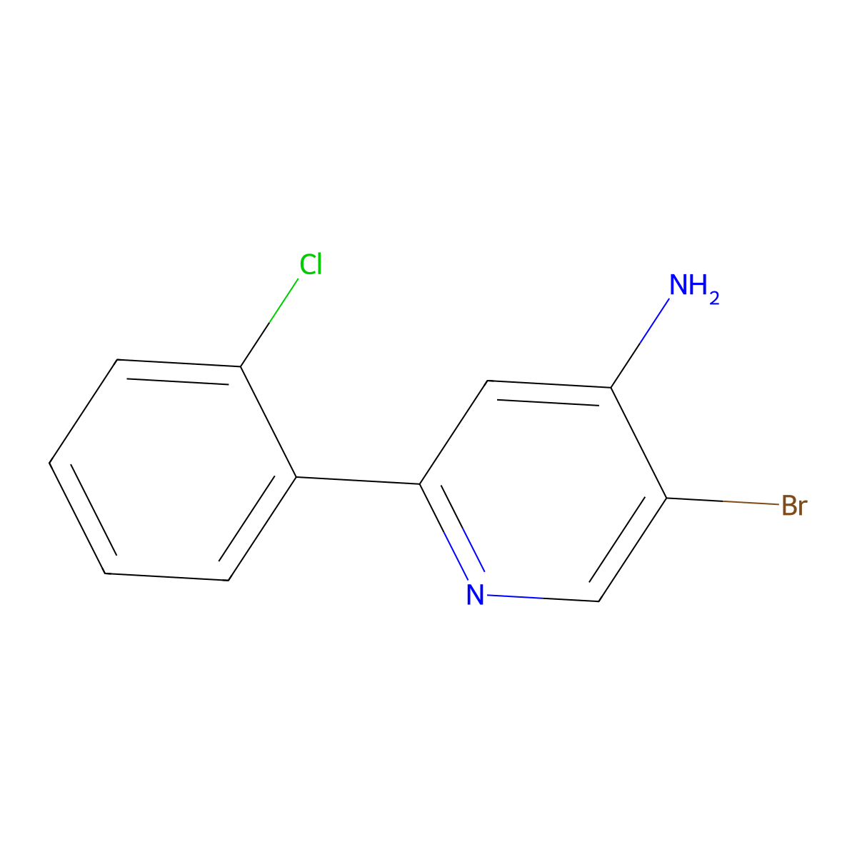5-Bromo-2-(2-chlorophenyl)pyridin-4-amine molecular structure, CAS 1381942-75-1
