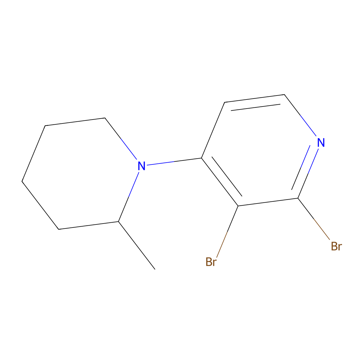 2,3-Dibromo-4-(2-methylpiperidin-1-yl)pyridine molecular structure, CAS 1381942-76-2