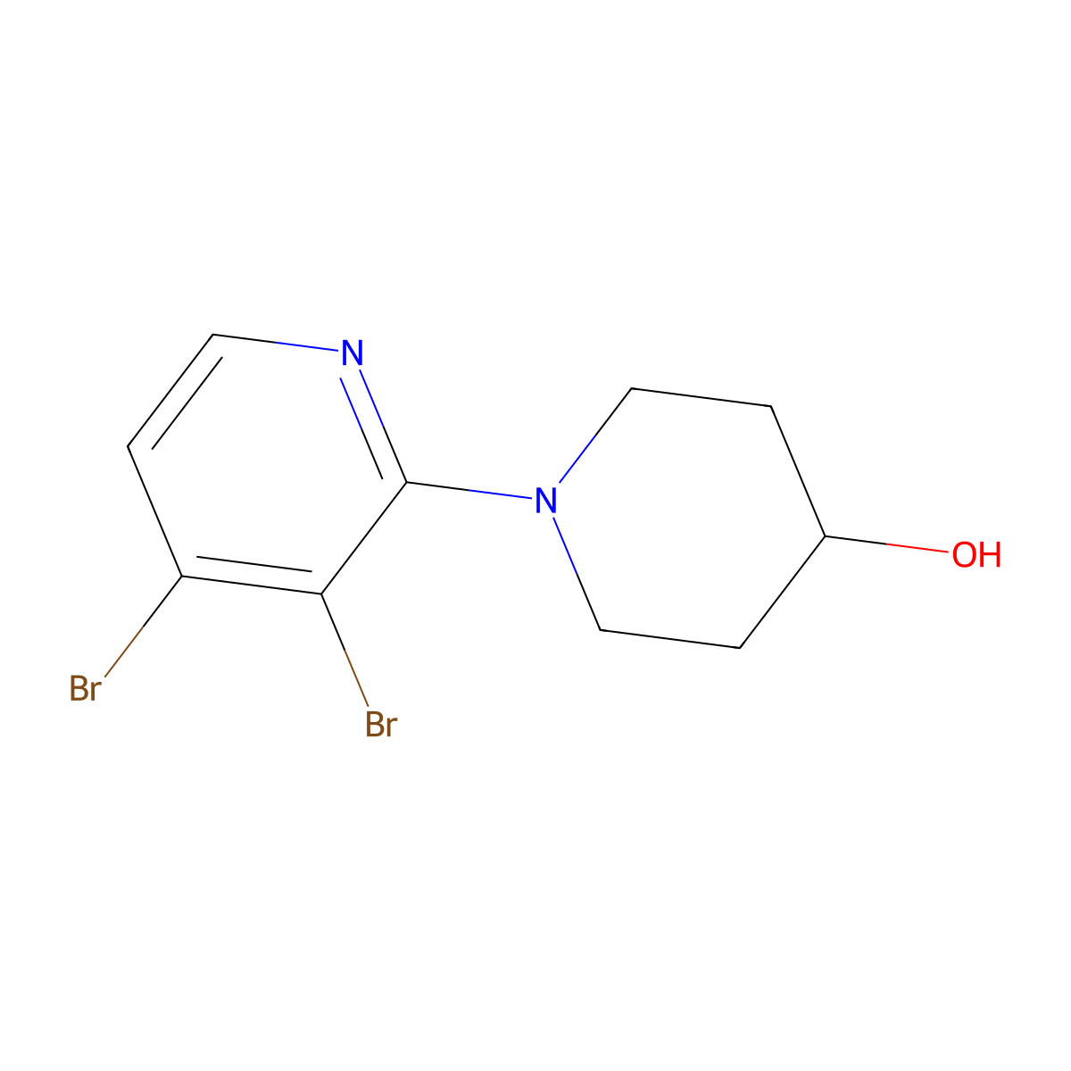 3,4-Dibromo-2-(4-hydroxypiperidin-1-yl)pyridine molecular structure, CAS 1381942-77-3