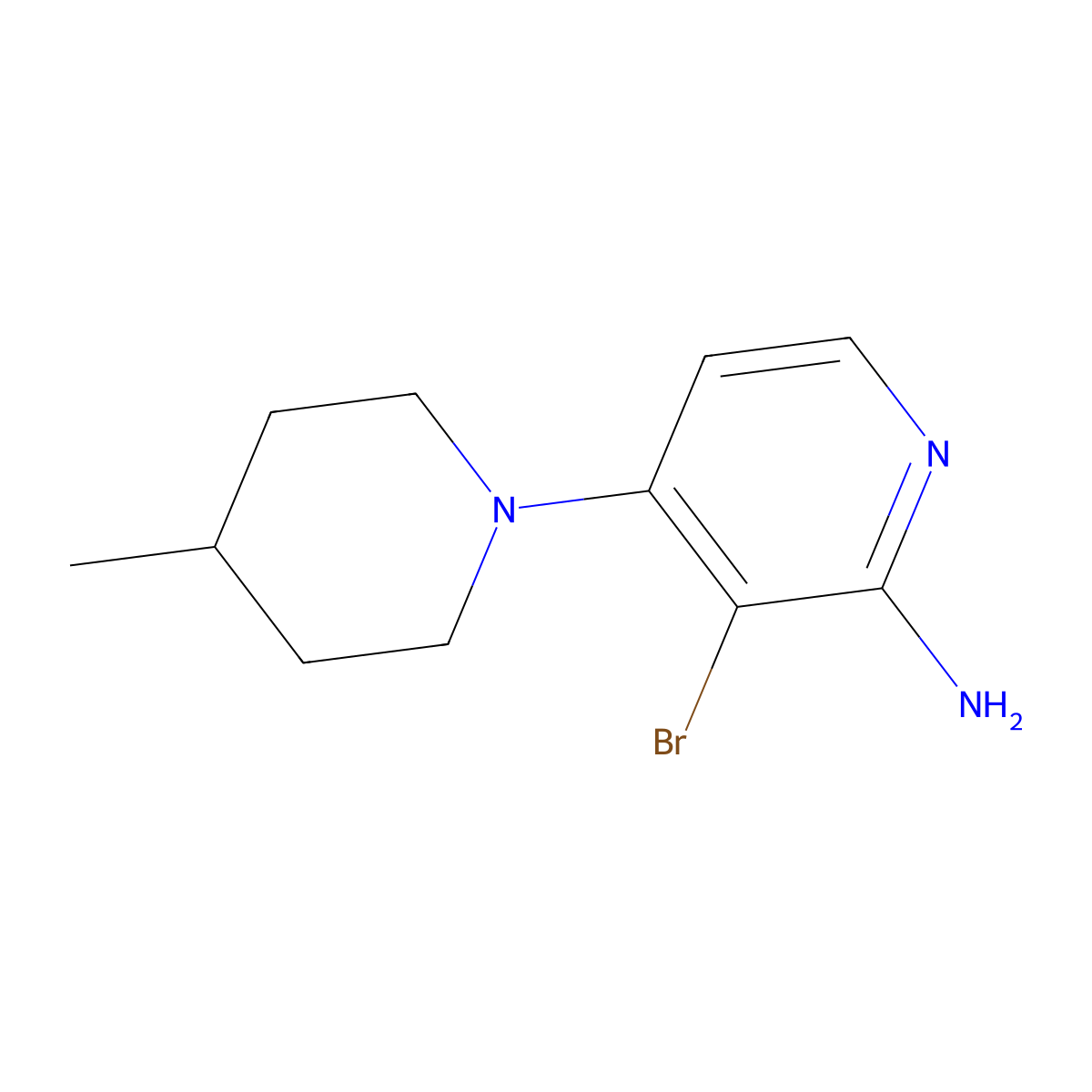2-Amino-3-bromo-4-(4-methylpiperidin-1-yl)pyridine molecular structure, CAS 1381942-80-8