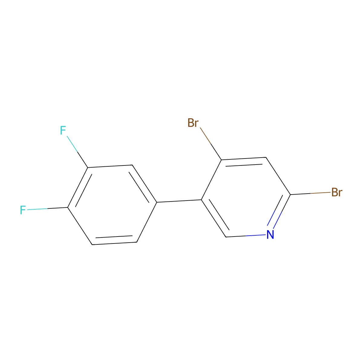 2,4-Dibromo-5-(3,4-difluorophenyl)pyridine molecular structure, CAS 1381942-90-0