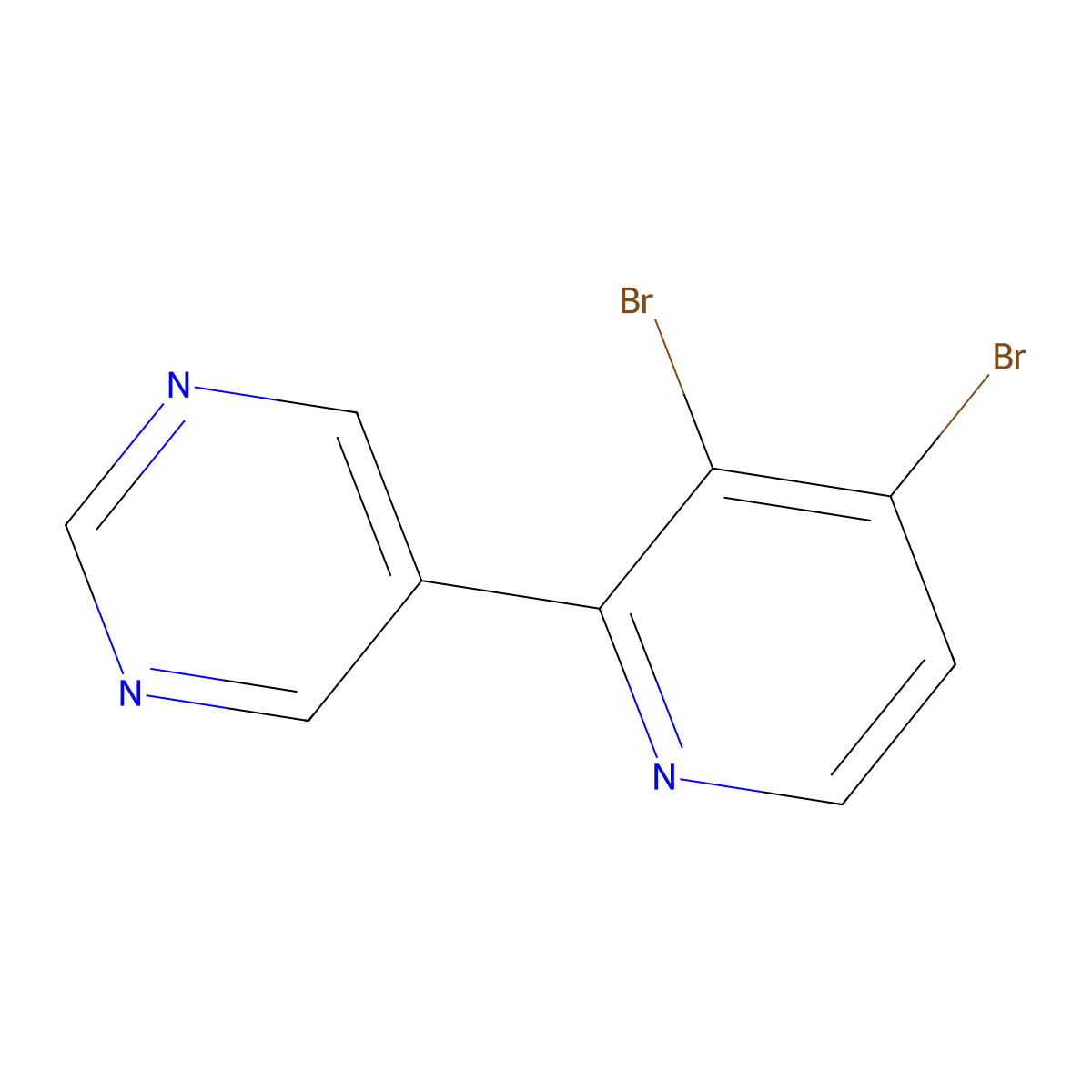 3,4-Dibromo-2-(5-pyrimidyl)pyridine molecular structure, CAS 1381942-92-2