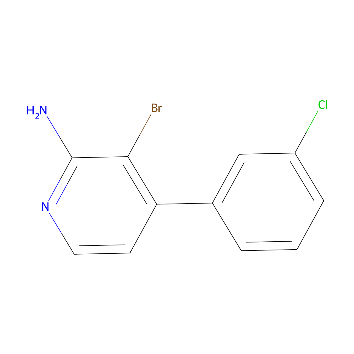 2-Amino-3-bromo-4-(3-chlorophenyl)pyridine molecular structure, CAS 1381942-93-3