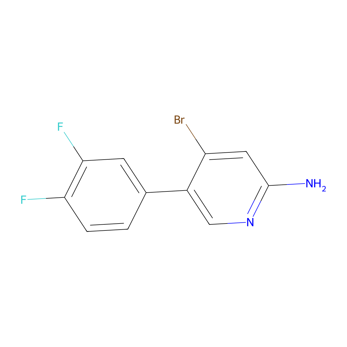 2-Amino-4-bromo-5-(3,4-difluorophenyl)pyridine molecular structure, CAS 1381942-96-6