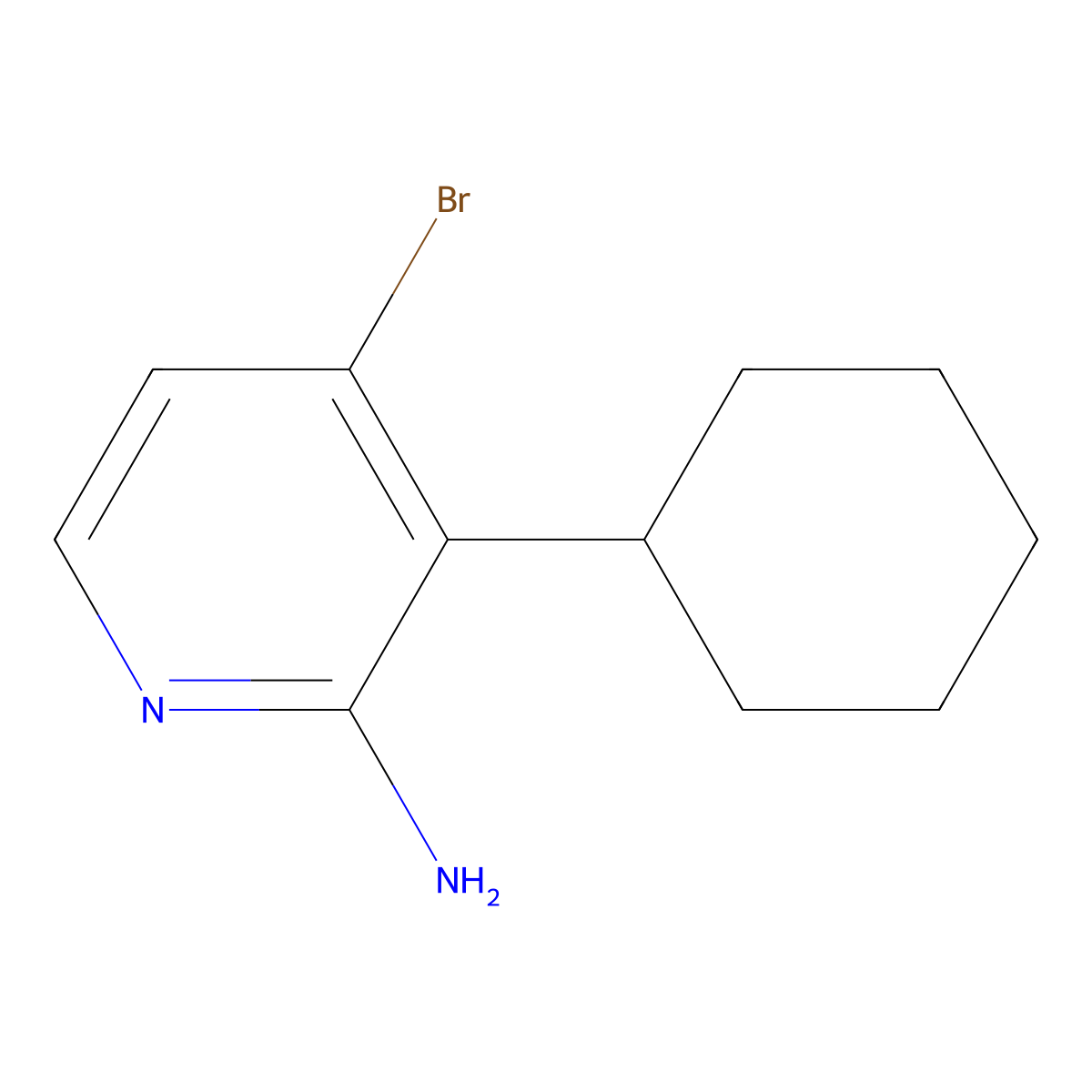 2-Amino-4-bromo-3-(cyclohexyl)pyridine molecular structure, CAS 1381943-14-1