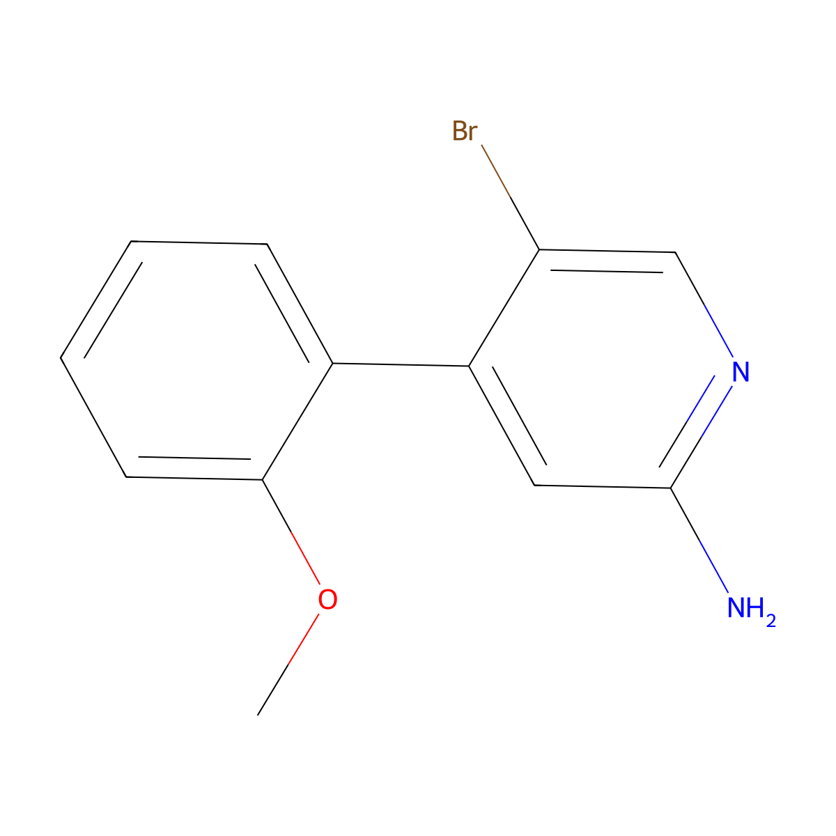 2-Amino-5-bromo-4-(2-methoxyphenyl)pyridine molecular structure, CAS 1381943-17-4