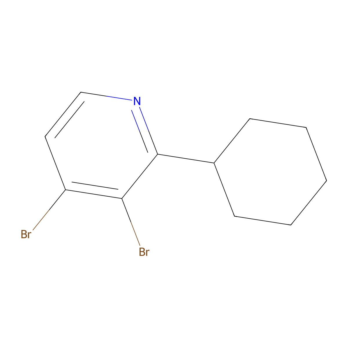 3,4-Dibromo-2-(cyclohexyl)pyridine molecular structure, CAS 1381943-19-6
