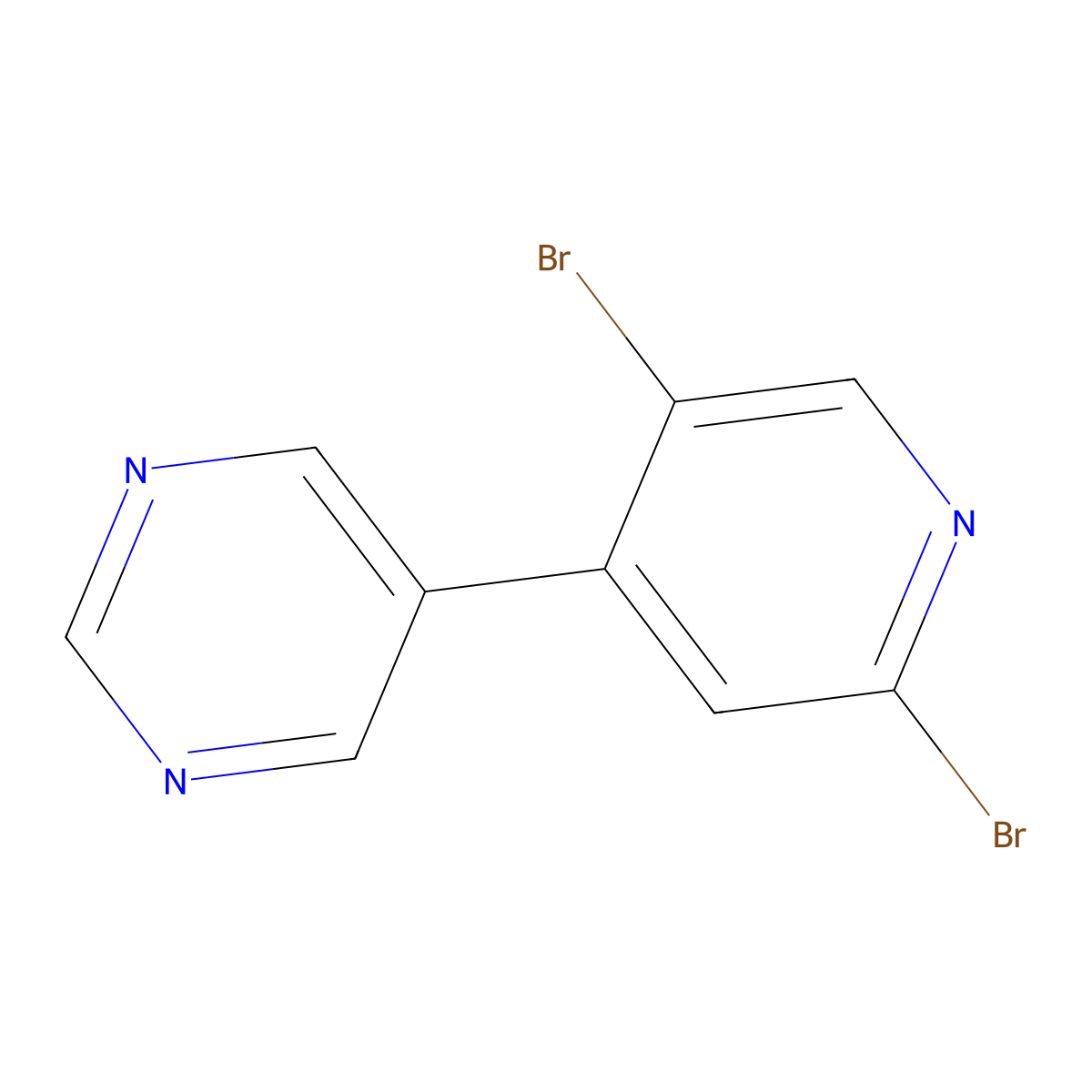 2,5-Dibromo-4-(5-pyrimidyl)pyridine molecular structure, CAS 1381943-28-7