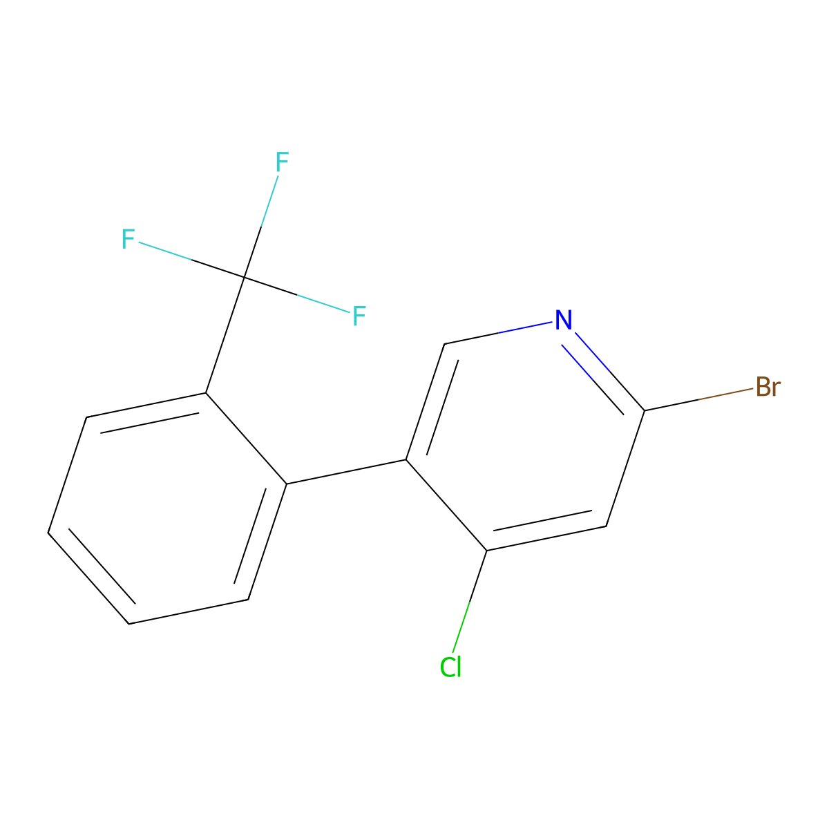 2-Bromo-4-chloro-5-(2-trifluoromethylphenyl)pyridine molecular structure, CAS 1381943-31-2