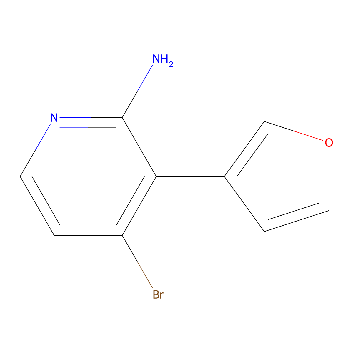 2-Amino-4-bromo-3-(3-furyl)pyridine molecular structure, CAS 1381943-37-8