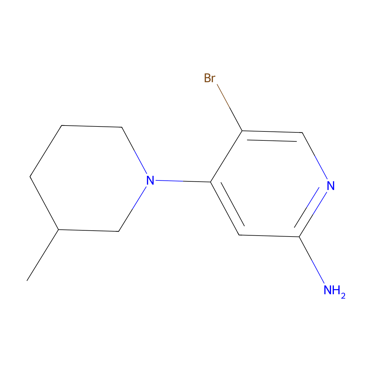 2-Amino-5-bromo-4-(3-methylpiperidin-1-yl)pyridine molecular structure, CAS 1381943-46-9