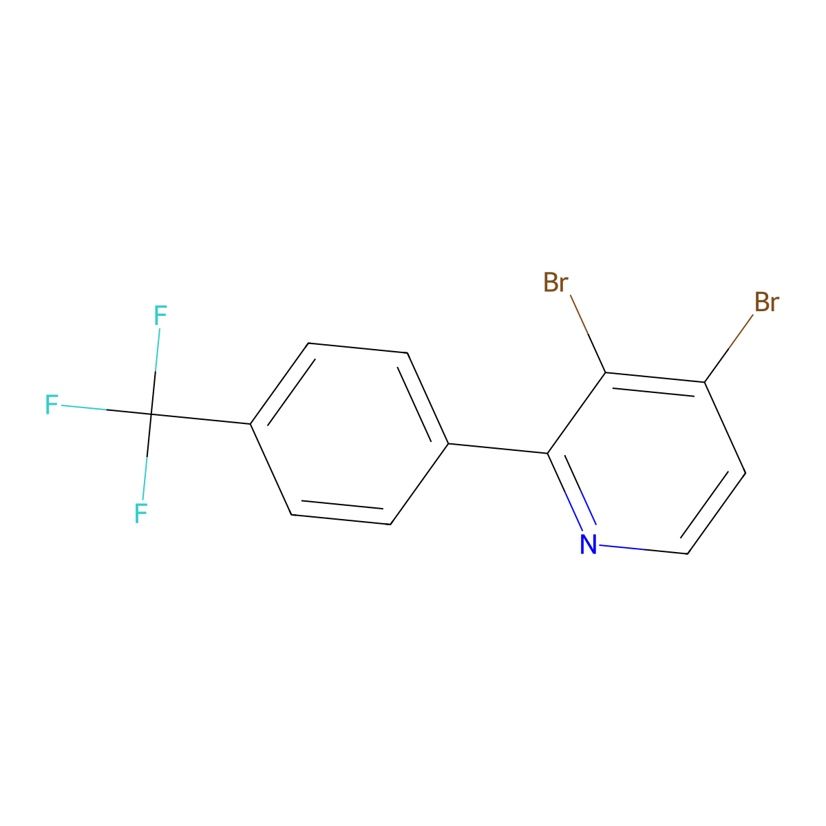 3,4-Dibromo-2-(4-trifluoromethylphenyl)pyridine molecular structure, CAS 1381943-48-1