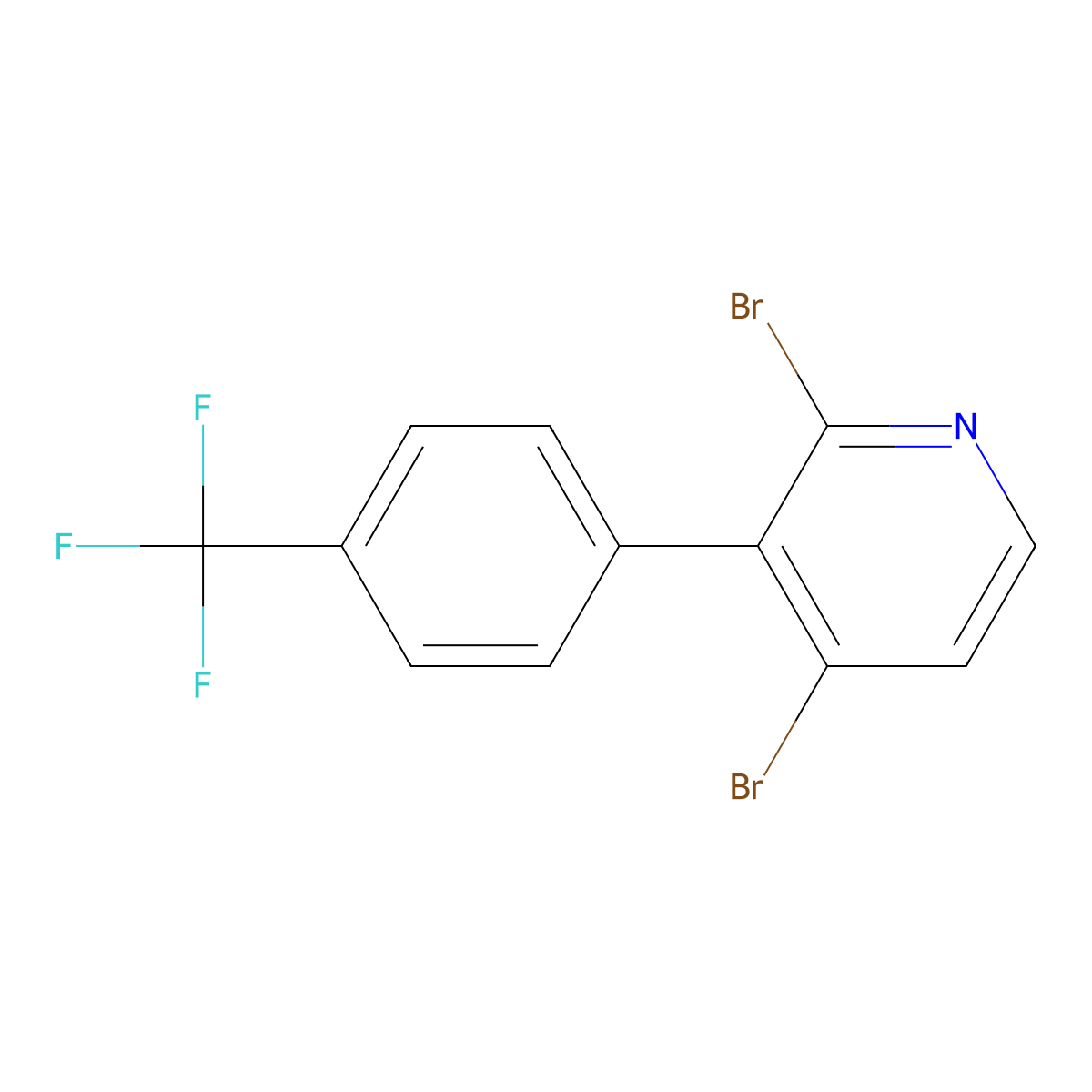 2,4-Dibromo-3-(4-trifluoromethylphenyl)pyridine molecular structure, CAS 1381943-51-6