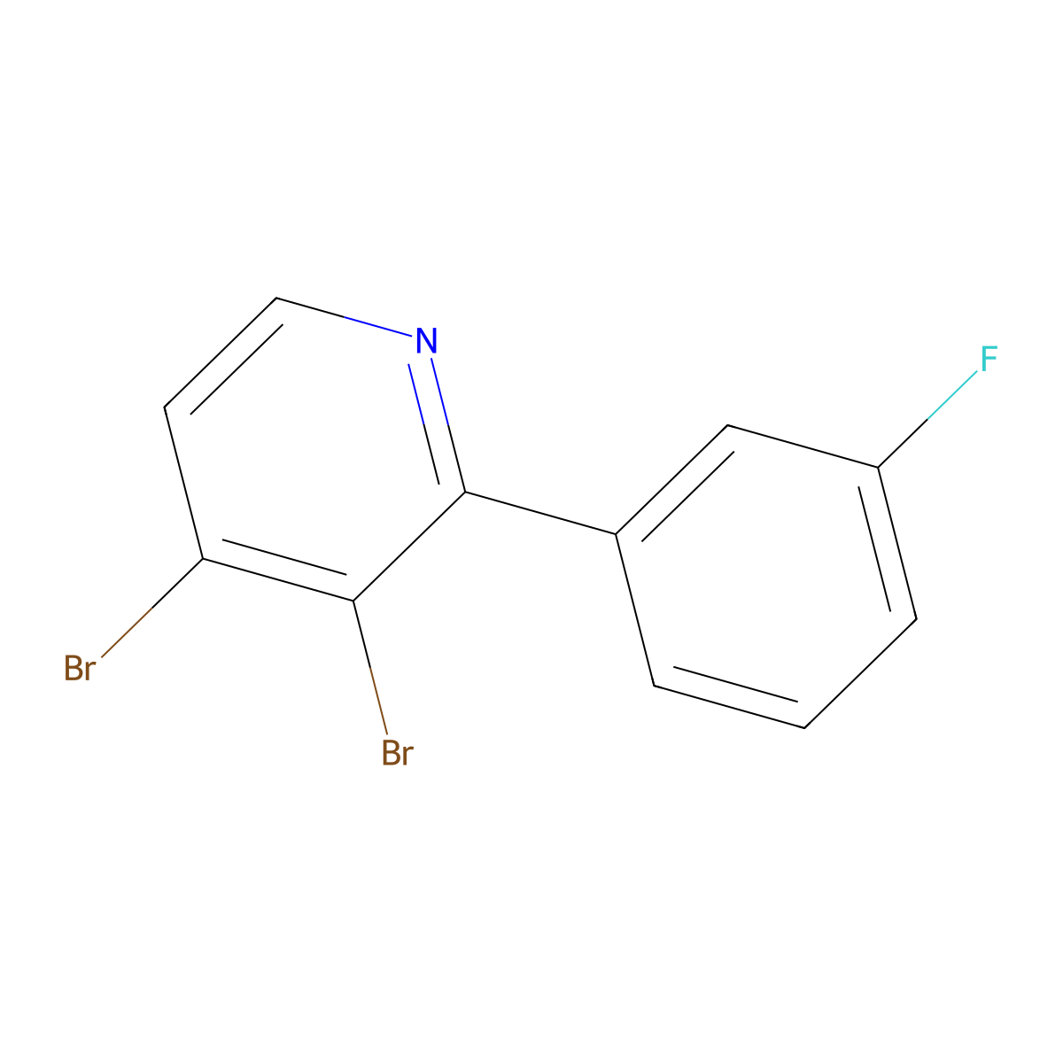 3,4-Dibromo-2-(3-fluorophenyl)pyridine molecular structure, CAS 1381943-54-9