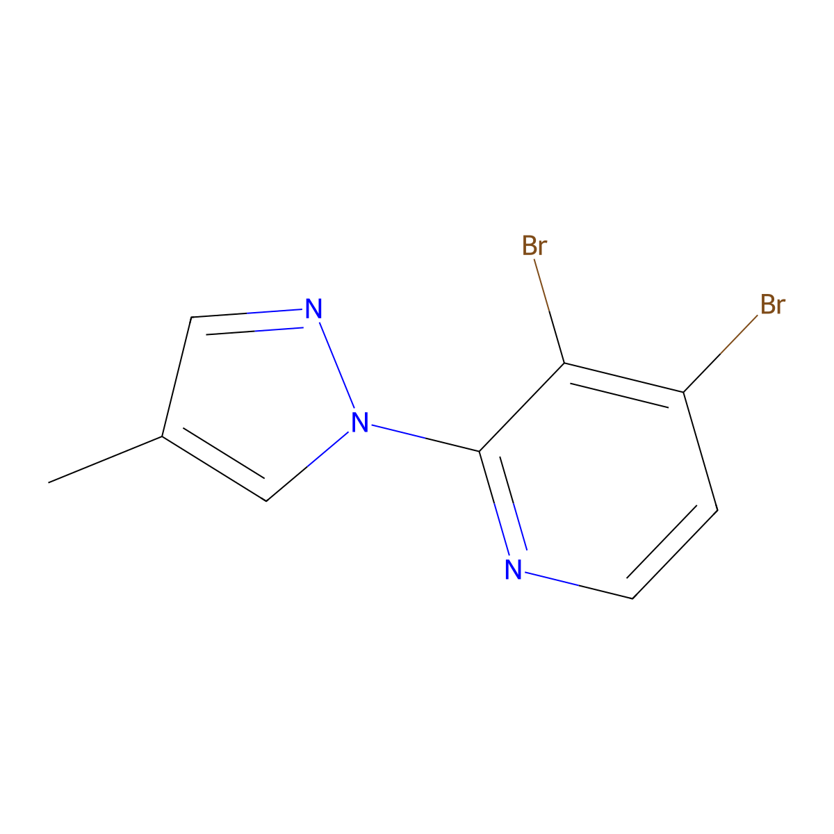 3,4-Dibromo-2-(4-methyl-1H-pyrazol-1-yl)pyridine molecular structure, CAS 1381943-59-4