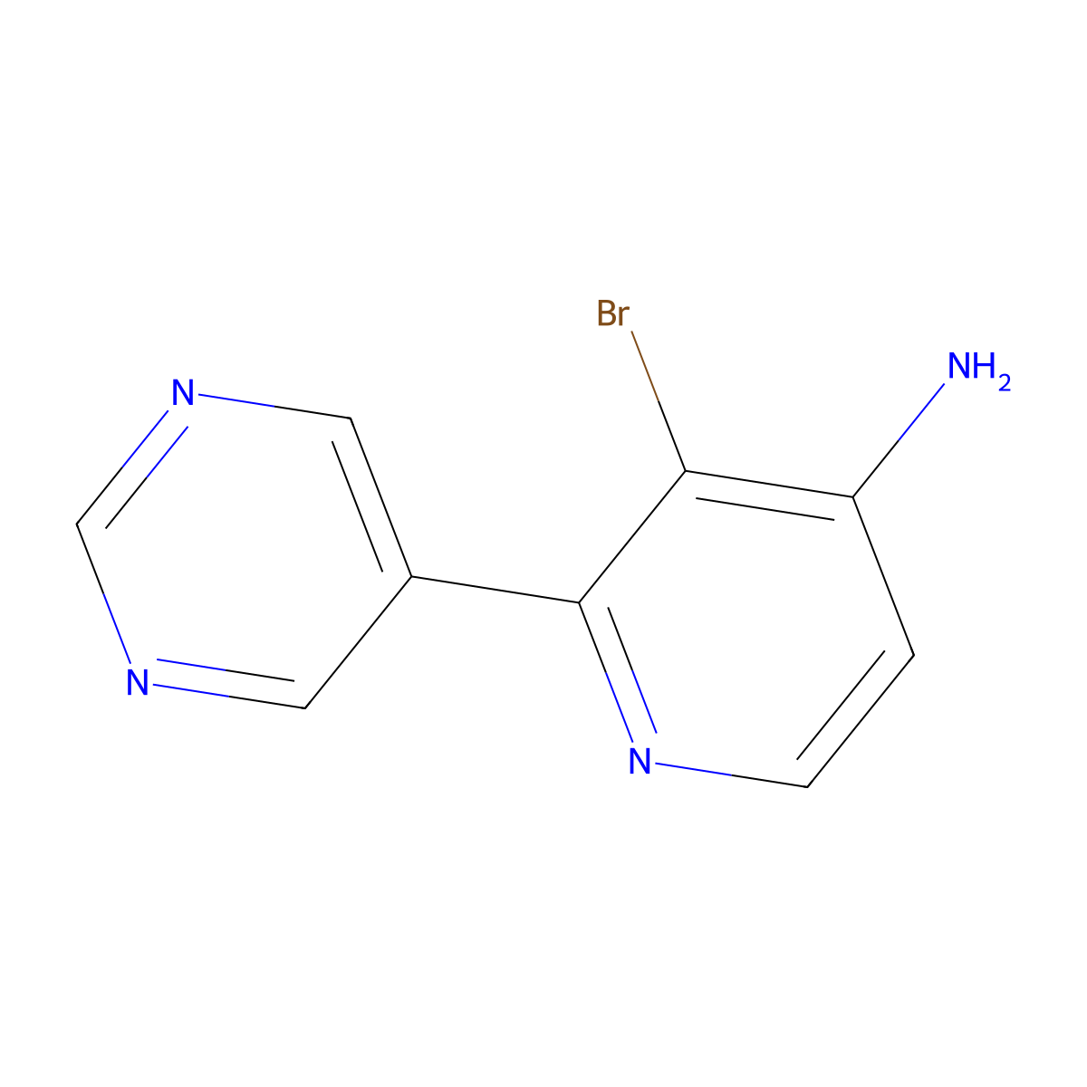 3-Bromo-2-(pyrimidin-5-YL)pyridin-4-amine molecular structure, CAS 1381943-65-2