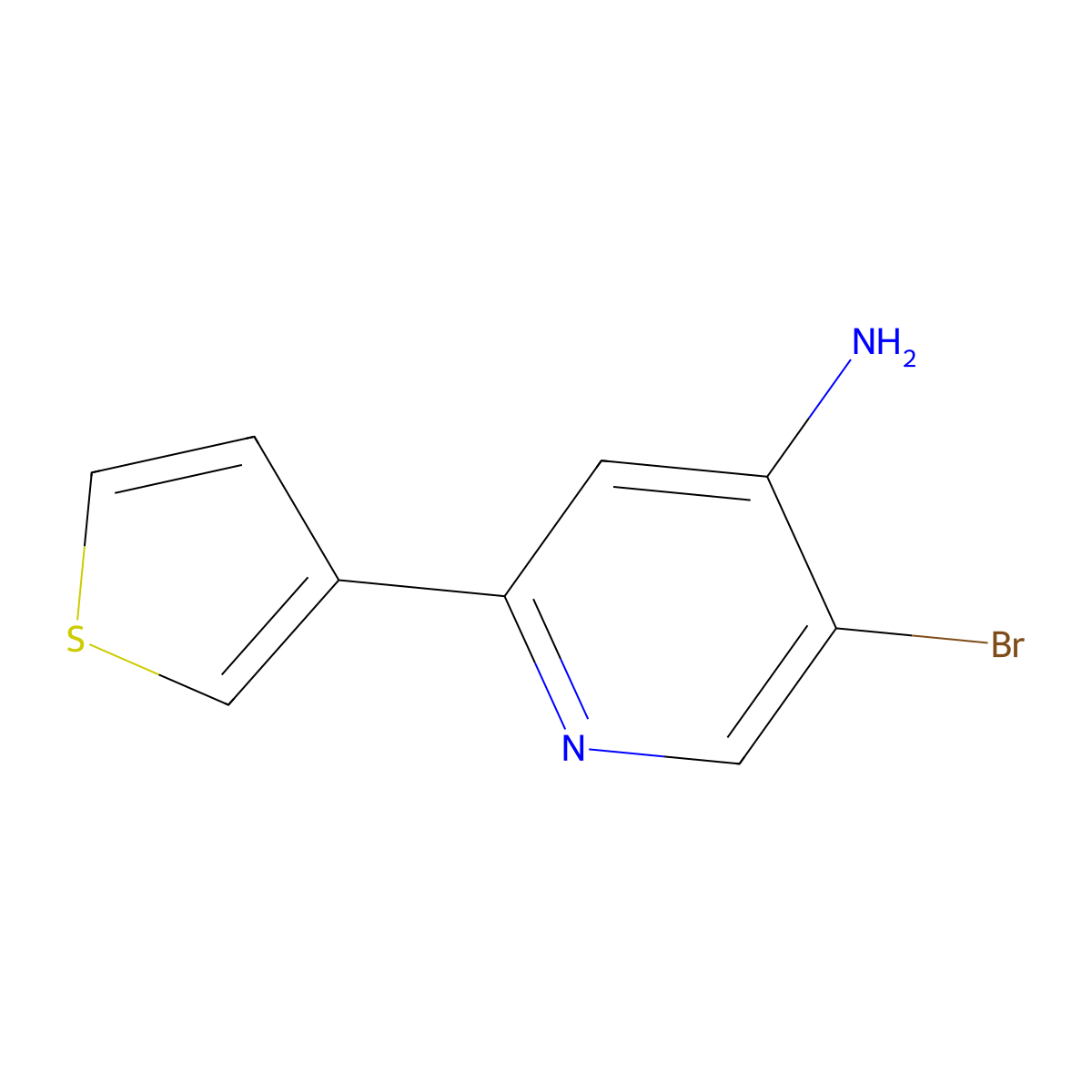 5-Bromo-2-(thiophen-3-YL)pyridin-4-amine molecular structure, CAS 1381943-73-2