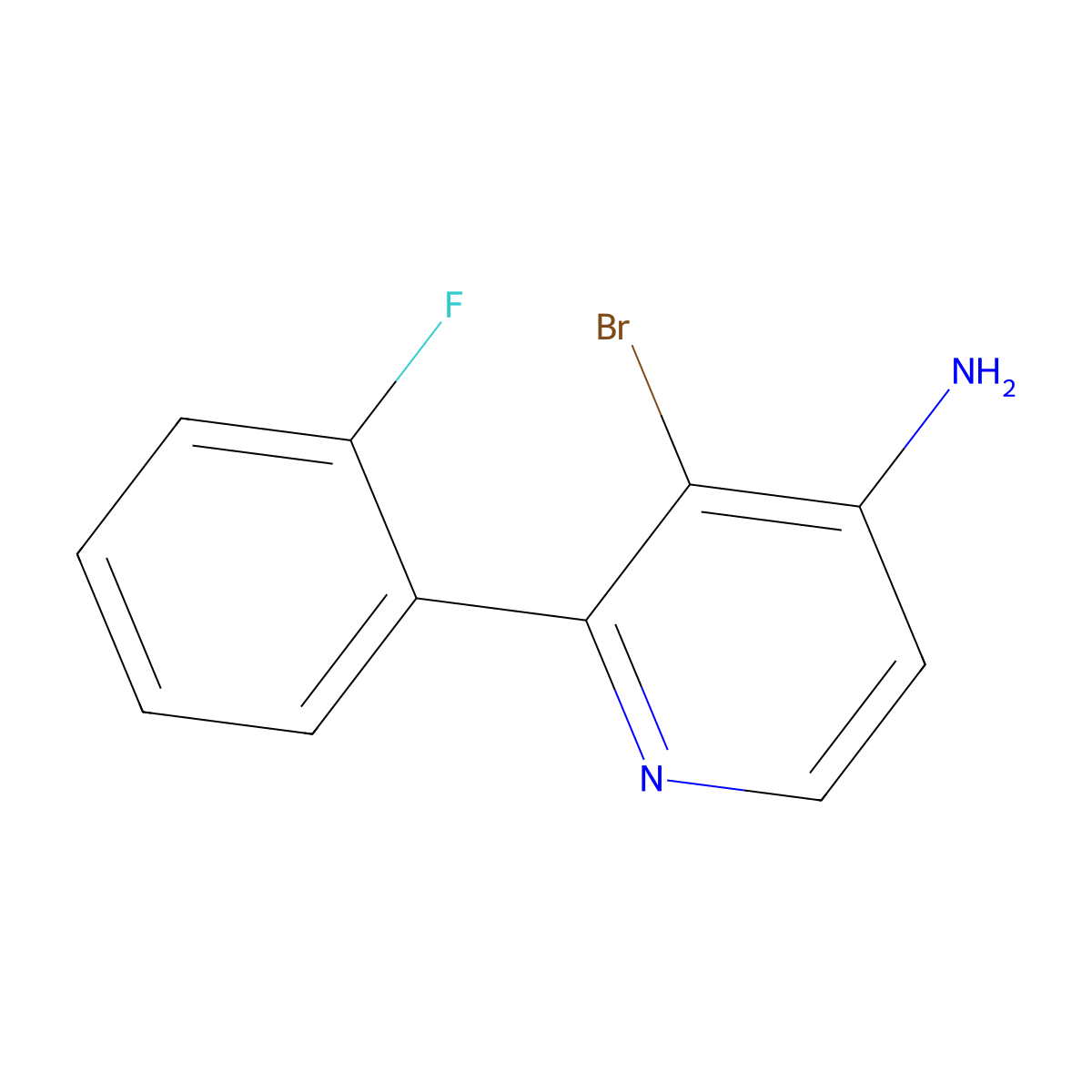 3-Bromo-2-(2-fluorophenyl)pyridin-4-amine molecular structure, CAS 1381943-76-5