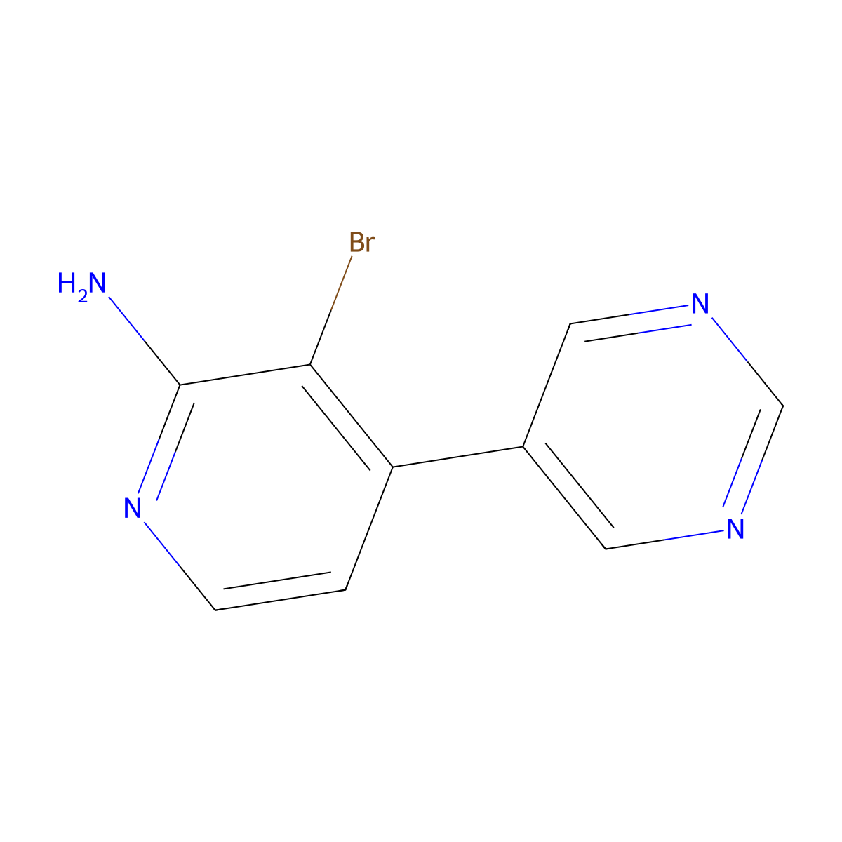 2-Amino-3-bromo-4-(5-pyrimidyl)pyridine molecular structure, CAS 1381943-78-7