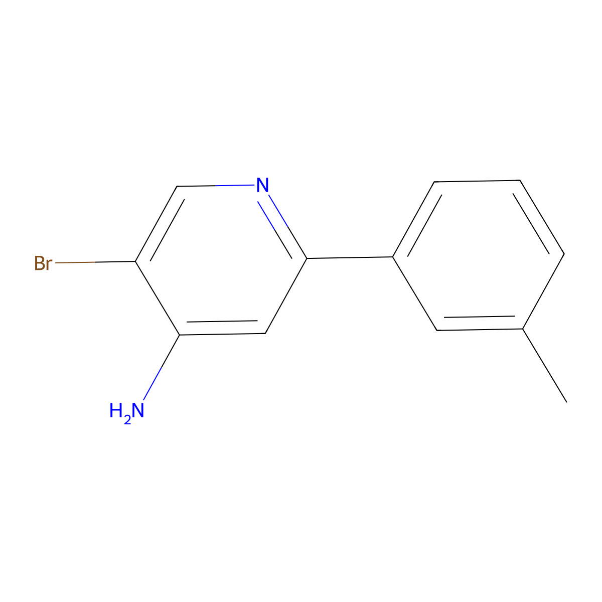 5-Bromo-2-(3-methylphenyl)pyridin-4-amine molecular structure, CAS 1381943-82-3