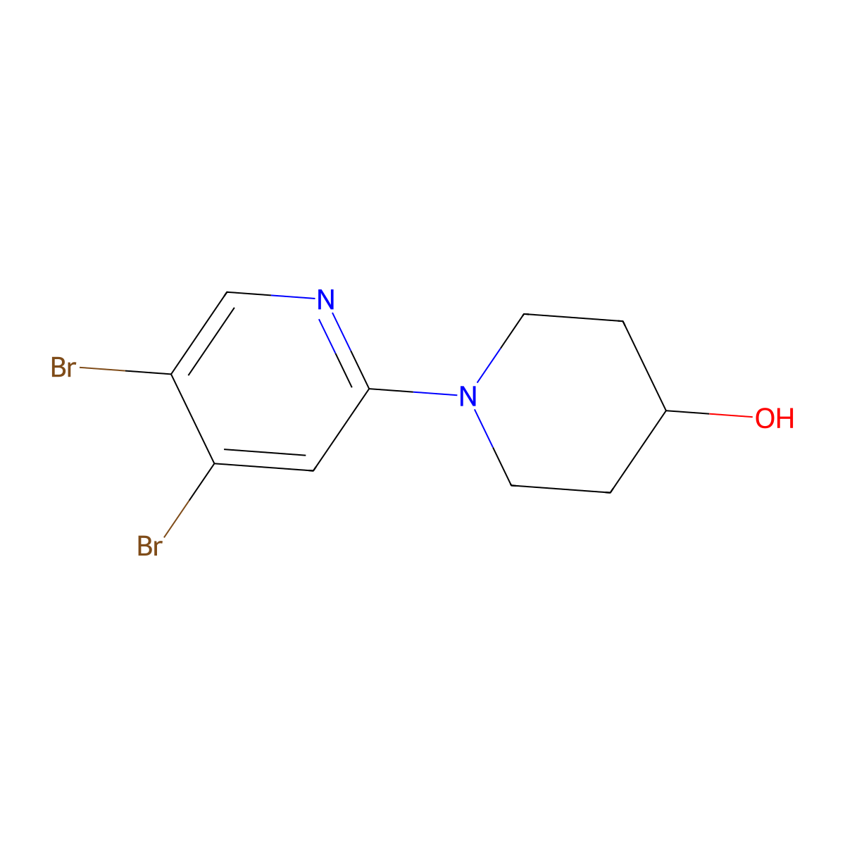 3,4-Dibromo-6-(4-hydroxypiperidin-1-yl)pyridine molecular structure, CAS 1381943-83-4