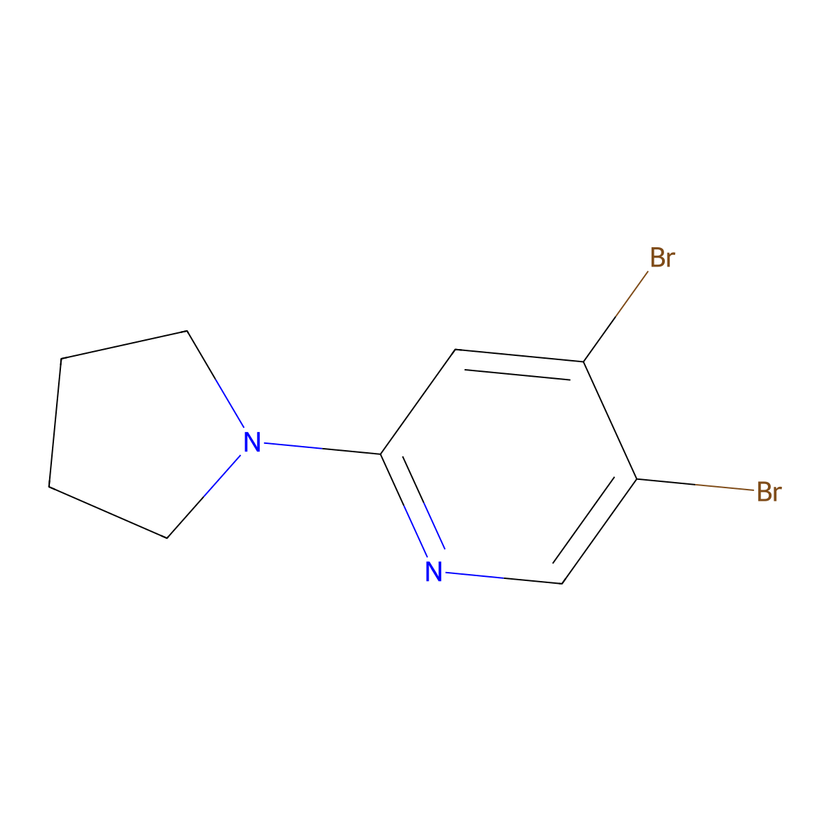 3,4-Dibromo-6-(pyrrolidino)pyridine molecular structure, CAS 1381943-86-7