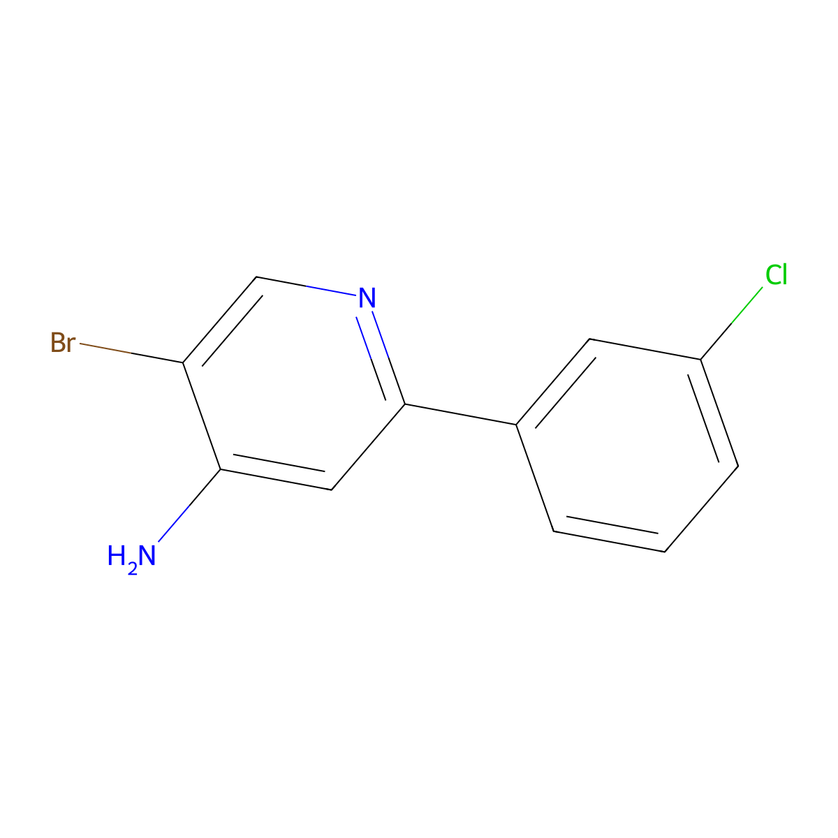 5-Bromo-2-(3-chlorophenyl)pyridin-4-amine molecular structure, CAS 1381943-87-8