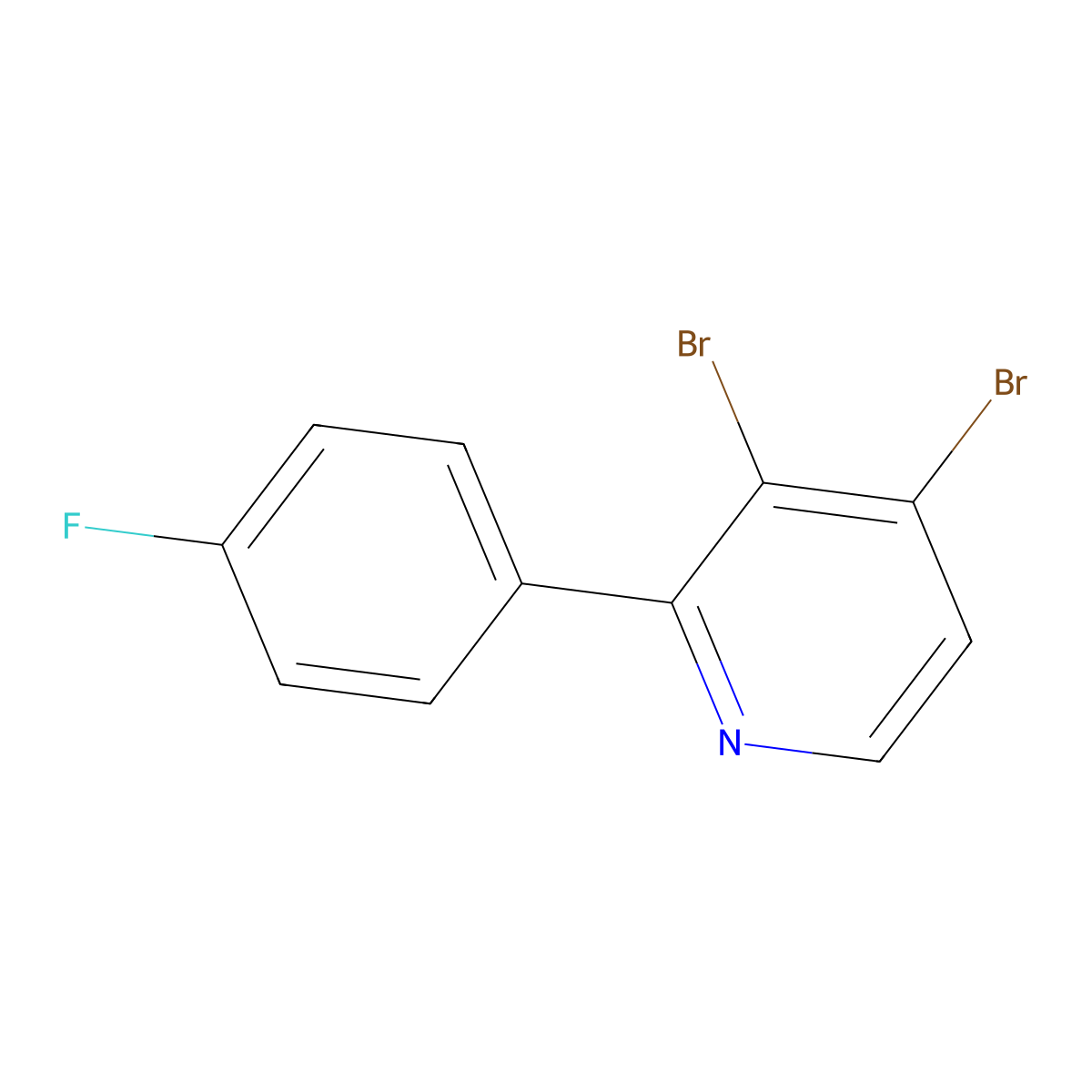 3,4-Dibromo-2-(4-fluorophenyl)pyridine molecular structure, CAS 1381943-88-9