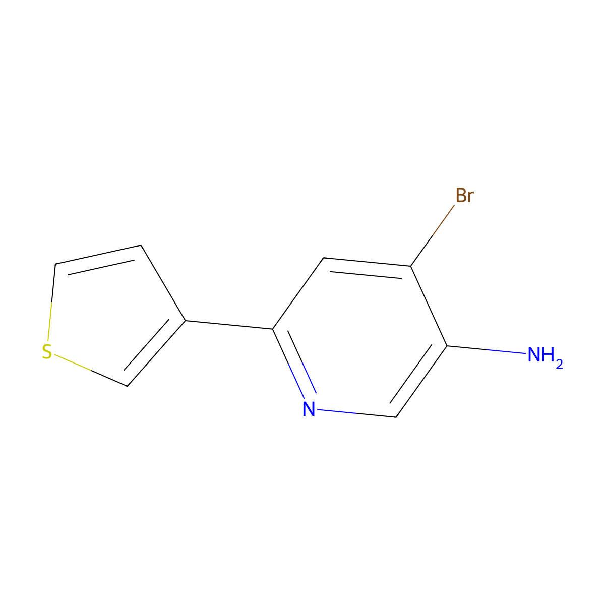 4-Bromo-3-amino-6-(3-thienyl)pyridine molecular structure, CAS 1381943-89-0