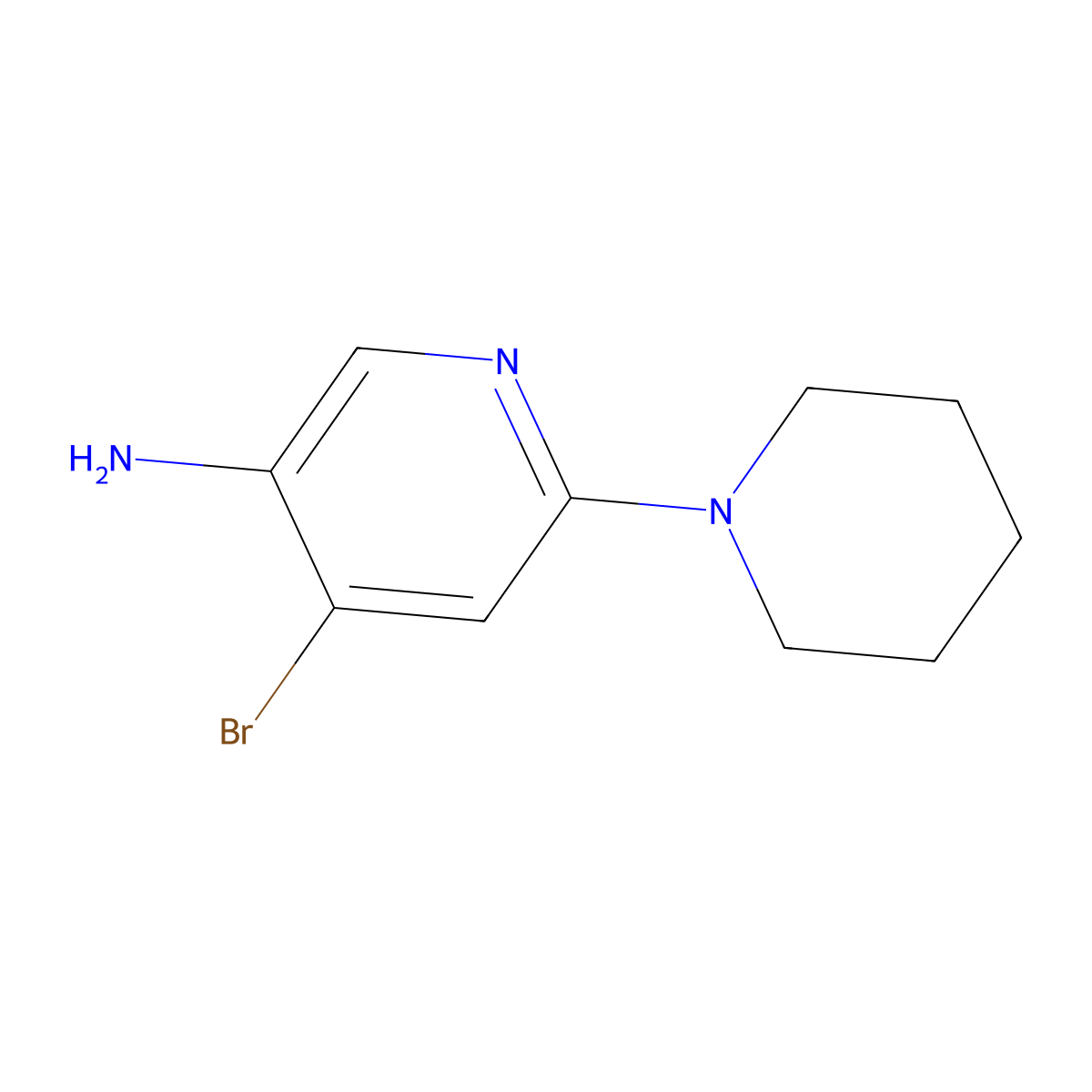4-Bromo-3-amino-6-(piperidino)pyridine molecular structure, CAS 1381943-94-7