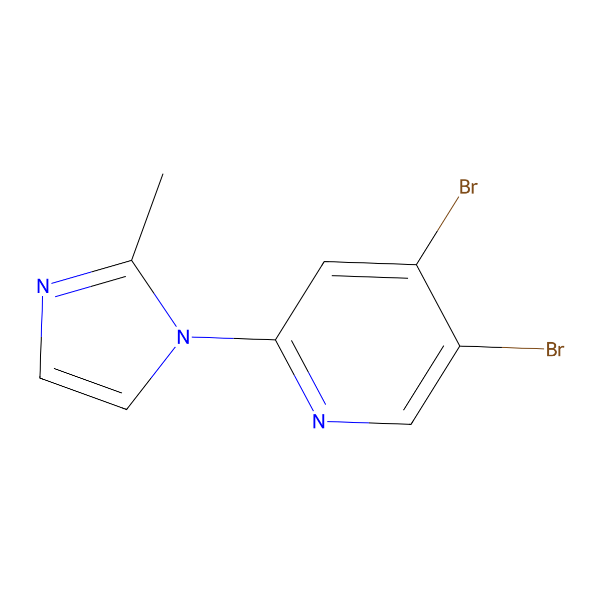3,4-Dibromo-6-(2-methylimidazol-1-yl)pyridine molecular structure, CAS 1381943-96-9