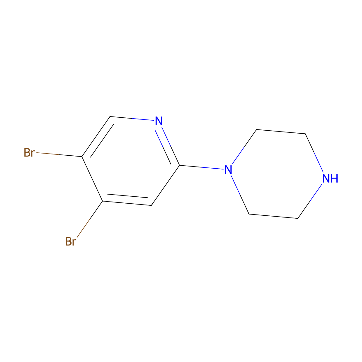3,4-Dibromo-6-(piperazin-1-yl)pyridine molecular structure, CAS 1381943-98-1