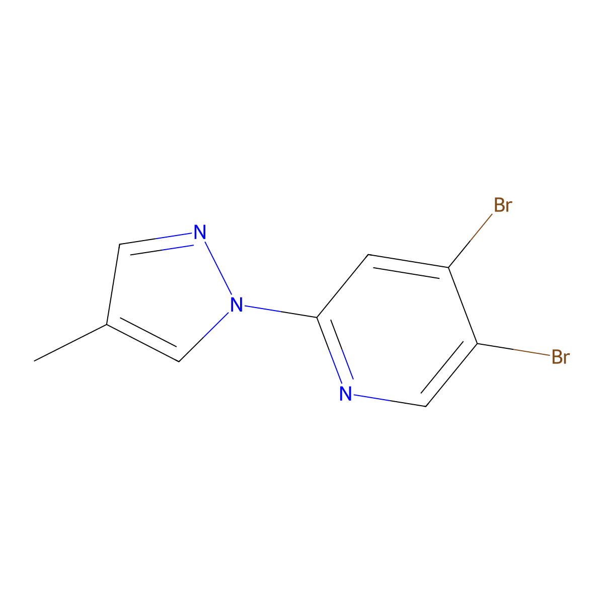 3,4-Dibromo-6-(4-methyl-1H-pyrazol-1-yl)pyridine molecular structure, CAS 1381943-99-2