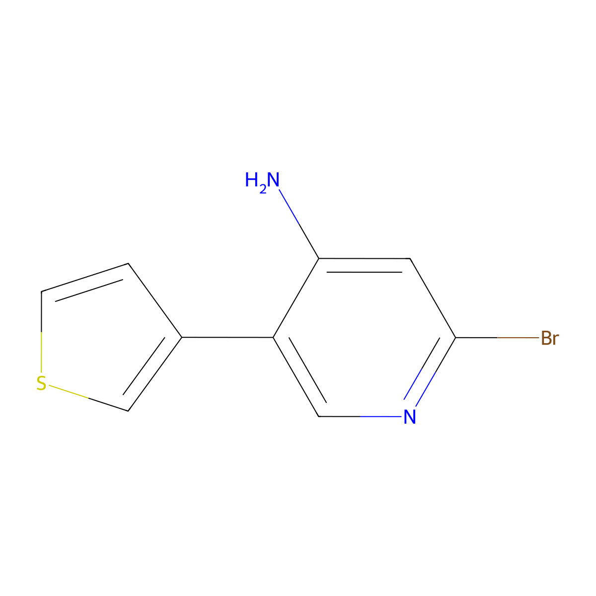 2-Bromo-4-amino-5-(3-thienyl)pyridine molecular structure, CAS 1381944-03-1