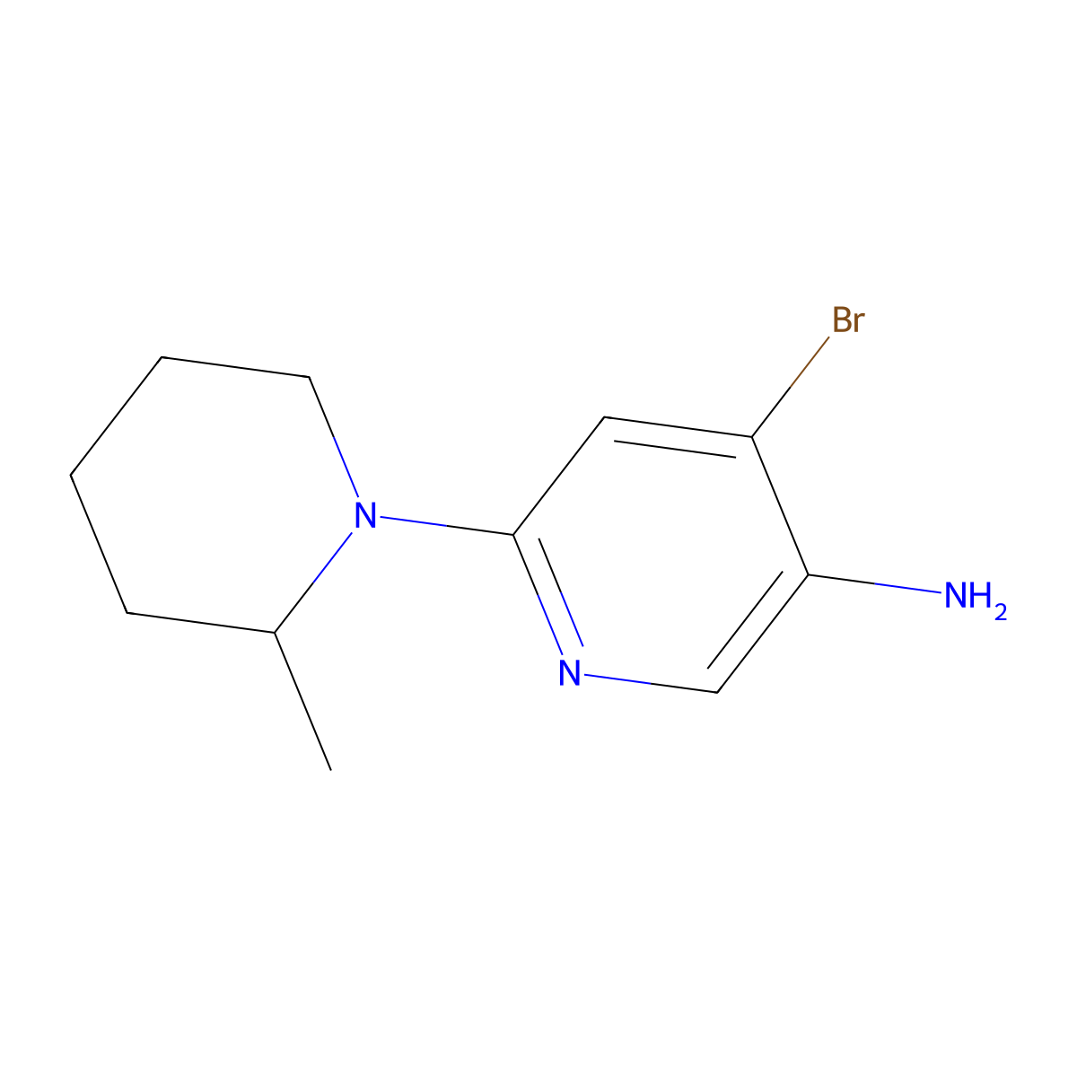 4-Bromo-3-amino-6-(2-methylpiperidin-1-yl)pyridine molecular structure, CAS 1381944-04-2