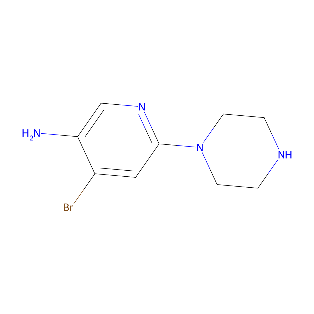 4-Bromo-3-amino-6-(piperazin-1-yl)pyridine molecular structure, CAS 1381944-07-5